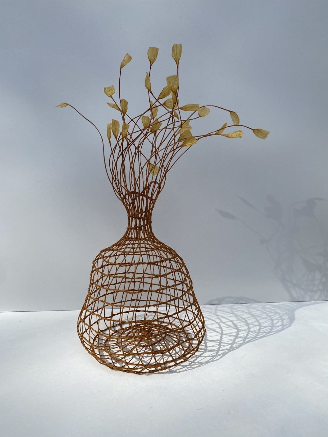 Woven Vase In Yellow Ochre