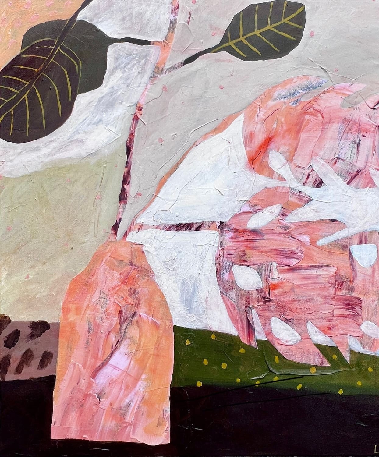 Peach Monstera - Original Art