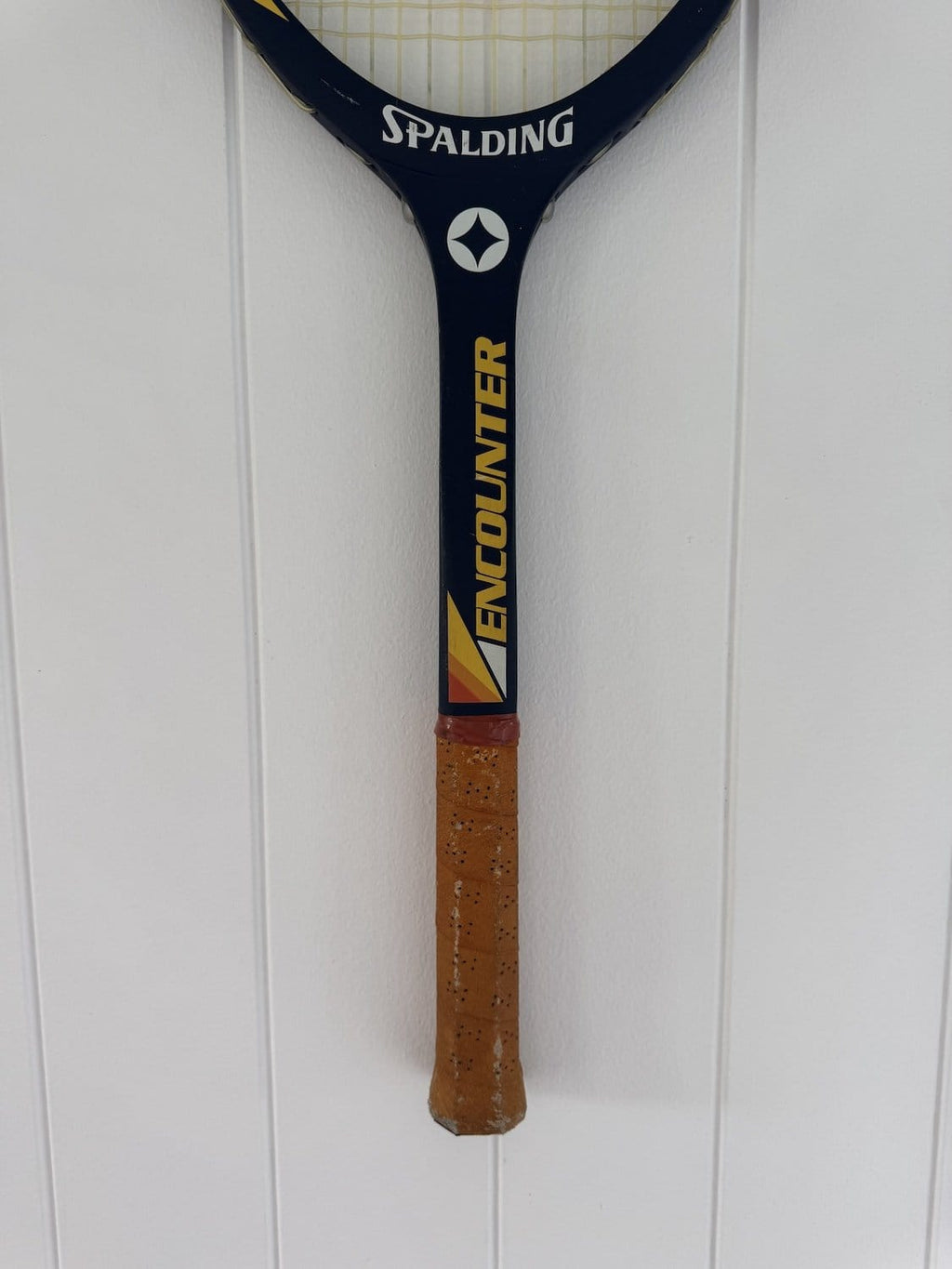 What A Racquet! Vintage Tennis Racquet Wall Hanging With Woven Heart - Yellow-Wall Hangings-What A Racquet-Greenhouse Interiors Pty Ltd