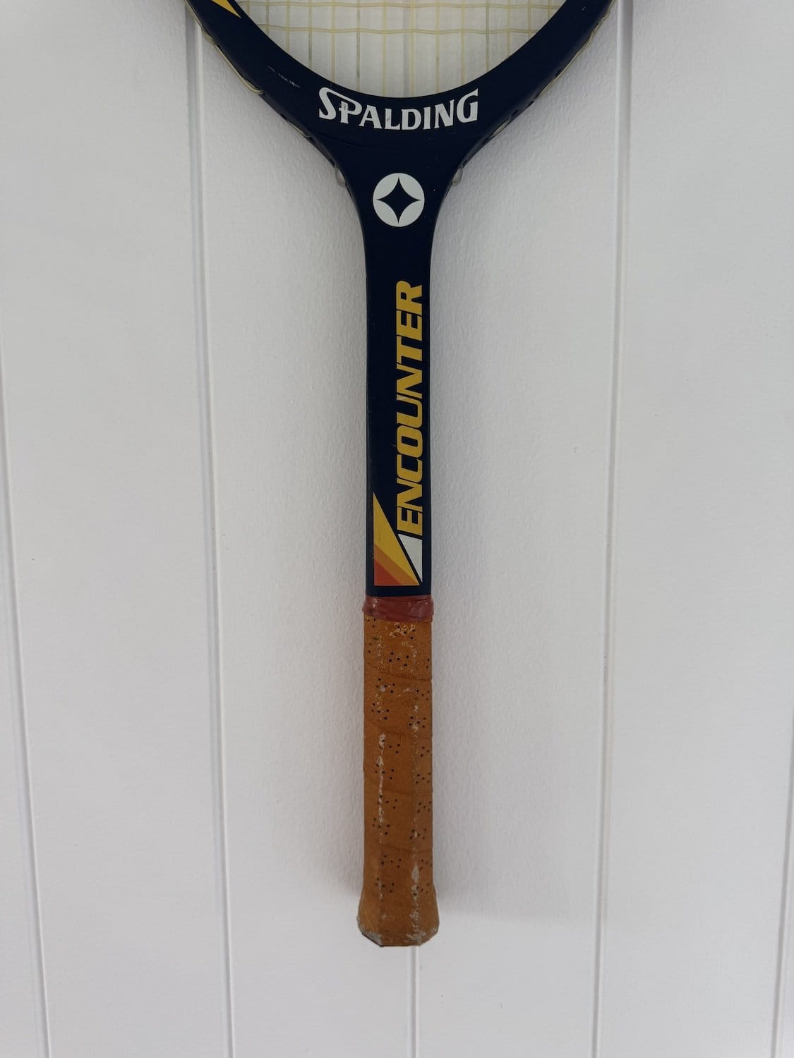 What A Racquet! Vintage Tennis Racquet Wall Hanging With Woven Heart - Yellow-Wall Hangings-What A Racquet-Greenhouse Interiors Pty Ltd