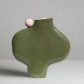 Olive Green And Lilac Ball Vessel-Ceramics-Formantics-Greenhouse Interiors Pty Ltd
