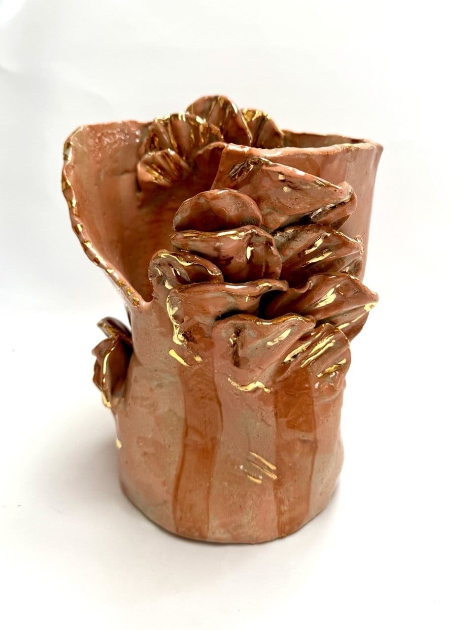 Mid Crush Sculptural Vase 'Peach Copper Gold'-Ceramics-Lauren Barton-Greenhouse Interiors Pty Ltd