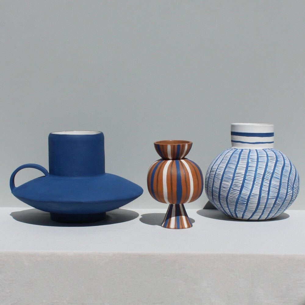 Large Cobalt Blue Wavy Vessel