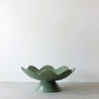 Scalloped Pedestal Bowl - Forest Green