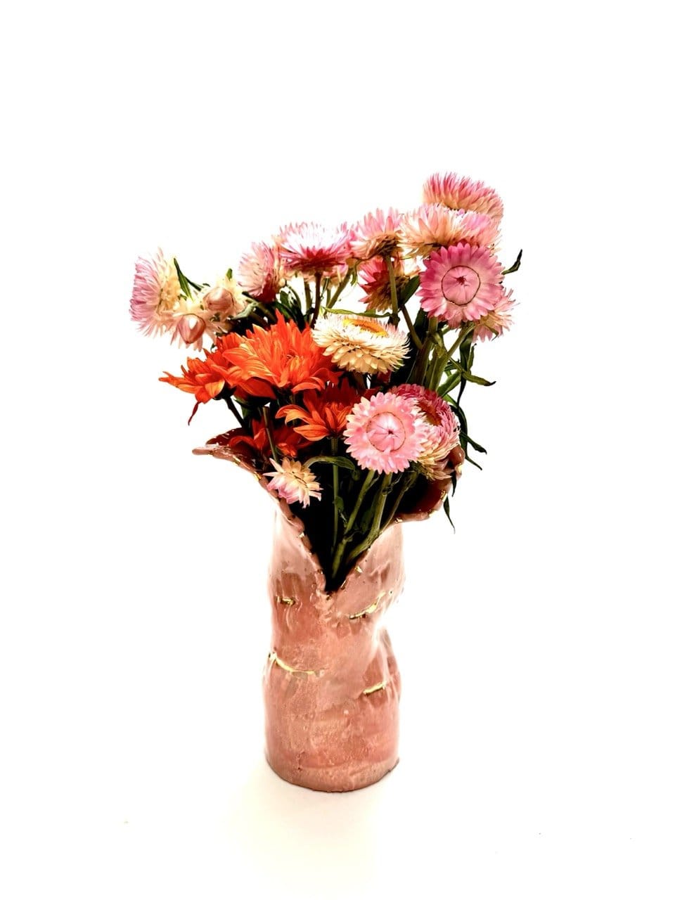 Skinny Crush Vase 'Solid Pink Gold'-Ceramics-Lauren Barton-Greenhouse Interiors Pty Ltd