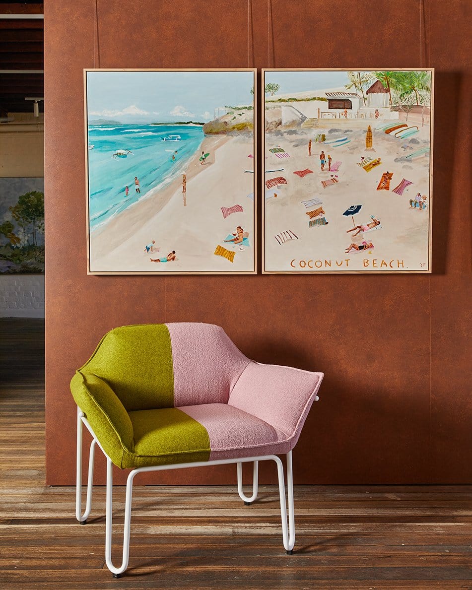 Coconut Beach - Pair of Original Diptych Paintings