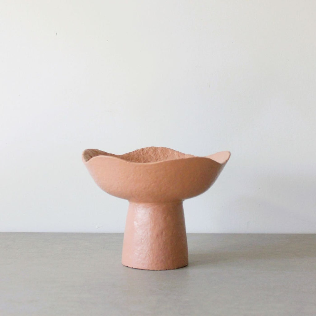 Wavy Pedestal Bowl - Pink Clay