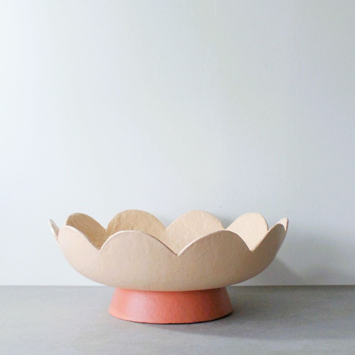 Scalloped Two Tone Bowl - Pale Peach / Terracotta Peach