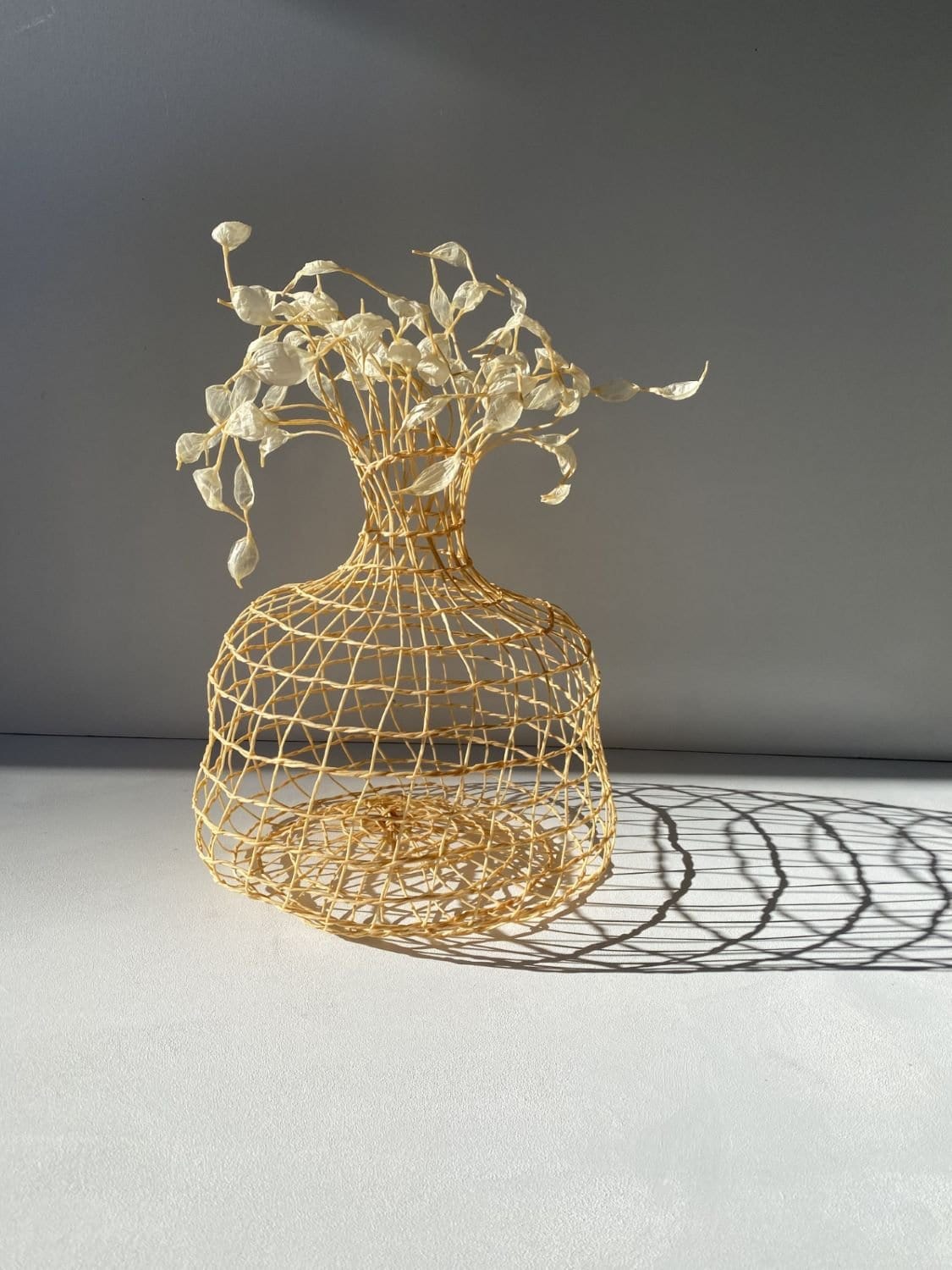 Woven Vase In Pale Yellow