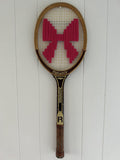Vintage Tennis Racquet Wall Art - Pink Bow