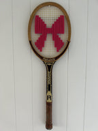 Vintage Tennis Racquet Wall Art - Pink Bow