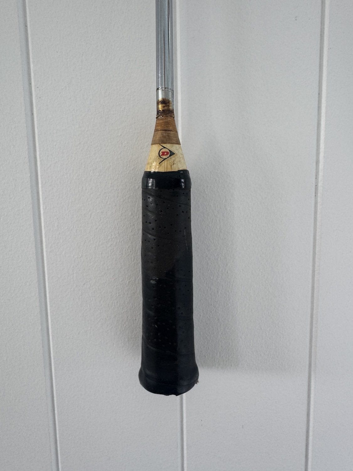 Vintage Squash Racquet Wall Hanging With Woven Heart - Minty Stripe