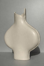 Cream Vessel With Seams-Ceramics-Formantics-Greenhouse Interiors Pty Ltd