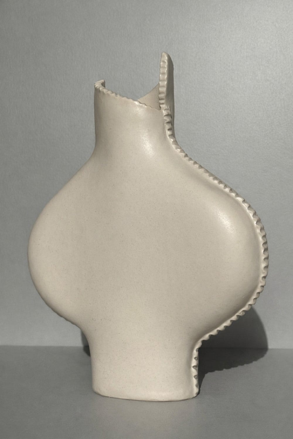 Cream Vessel With Seams-Ceramics-Formantics-Greenhouse Interiors Pty Ltd