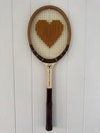 Vintage Tennis Racquet Wall Art - Mustard Heart