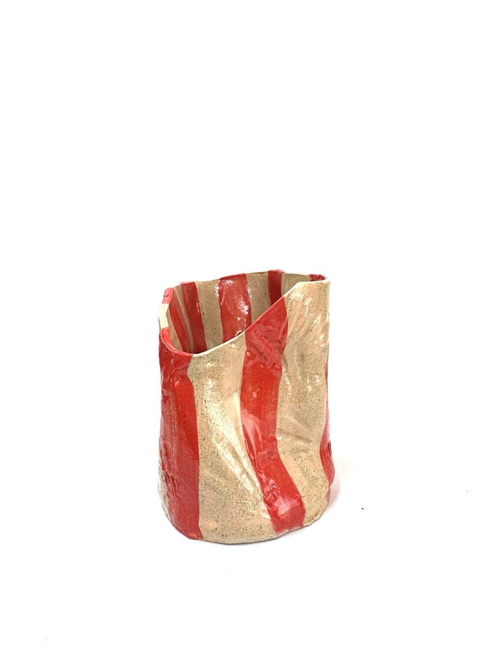 Mid Crush Vase 'Blush Red Stripe'