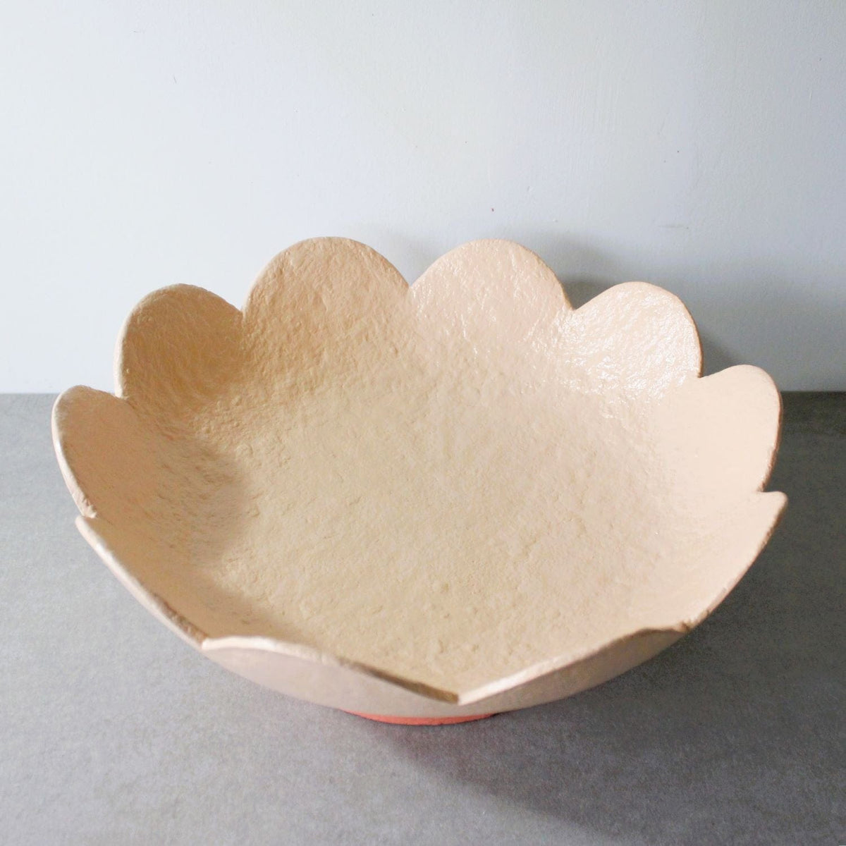 Scalloped Two Tone Bowl - Pale Peach / Terracotta Peach