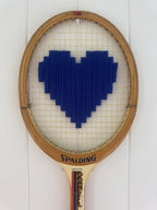 Vintage Tennis Racquet Wall Art - Blue Heart