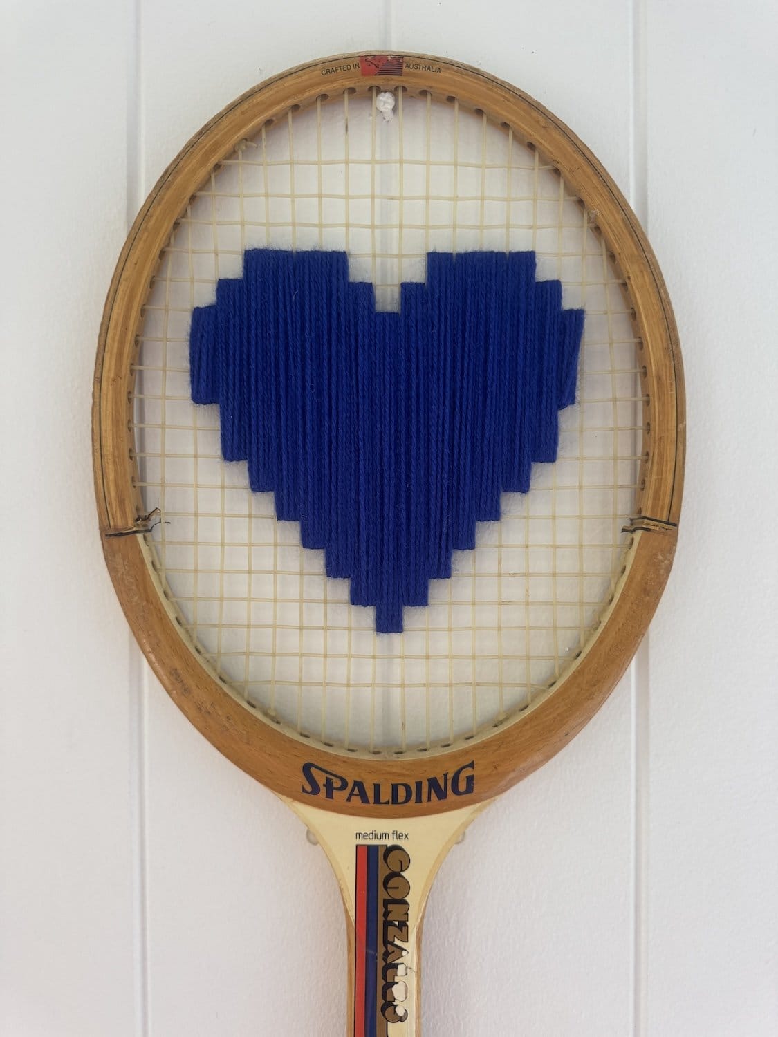 Vintage Tennis Racquet Wall Art - Blue Heart