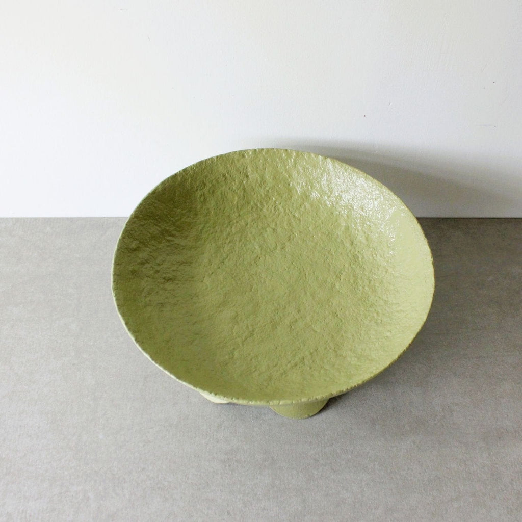 Pedestal Bowl With Scalloped Base - Olive