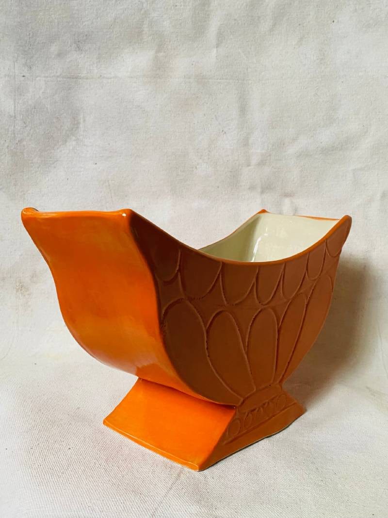 Large Orange Mantle Vase