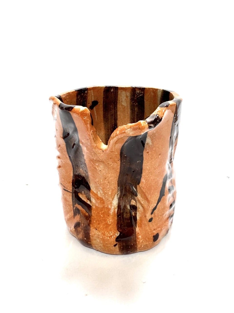 Short Crush Vase 'Copper / Choc'-Ceramics-Lauren Barton-Greenhouse Interiors Pty Ltd