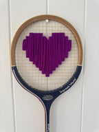 Vintage Squash Racquet With Woven Heart - Dark Purple