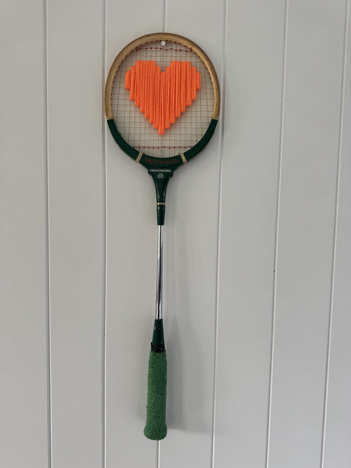 Vintage Squash Racquet With Woven Heart - Orange
