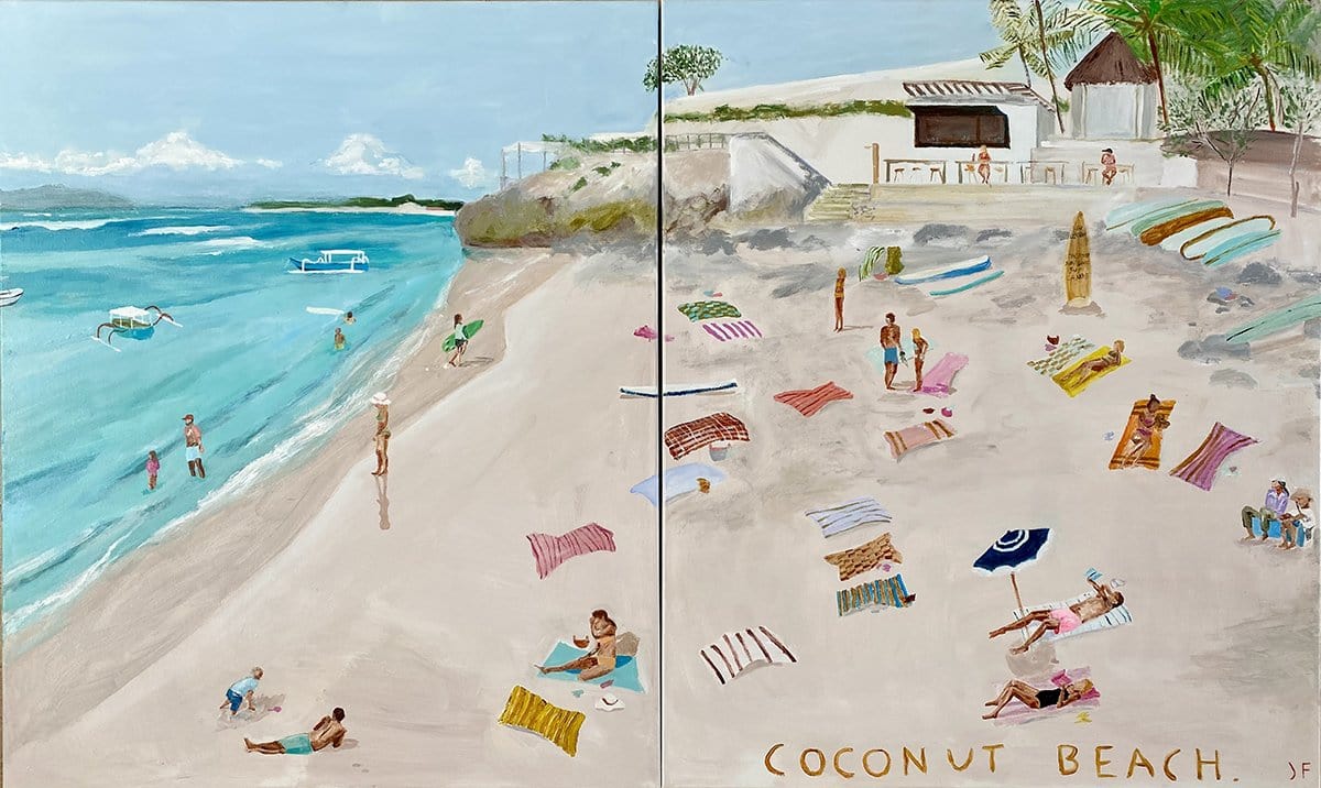 Coconut Beach - Pair of Original Diptych Paintings
