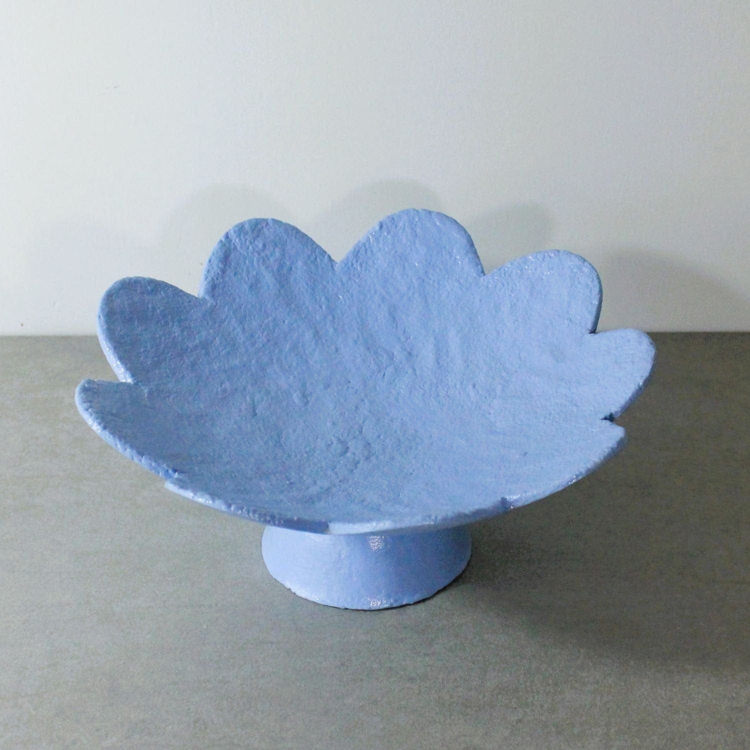 Scalloped Pedestal Bowl - Cornflower Blue