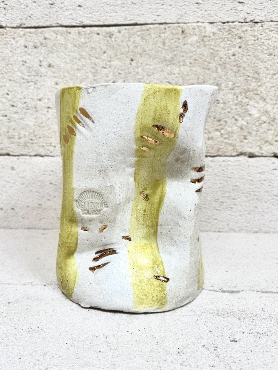 Mid Crush Vase - 'Gold Chartreuse Stripe'