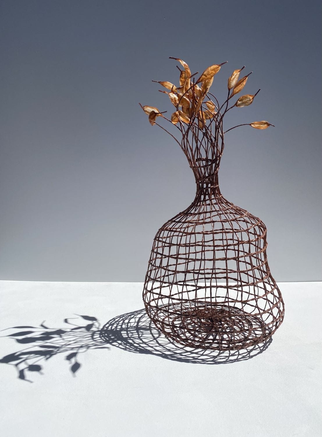 Woven Vase In Dark Copper