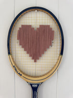 Vintage Tennis Racquet Wall Art - Pink Heart