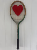 Vintage Tennis Racquet Wall Art - Red Heart