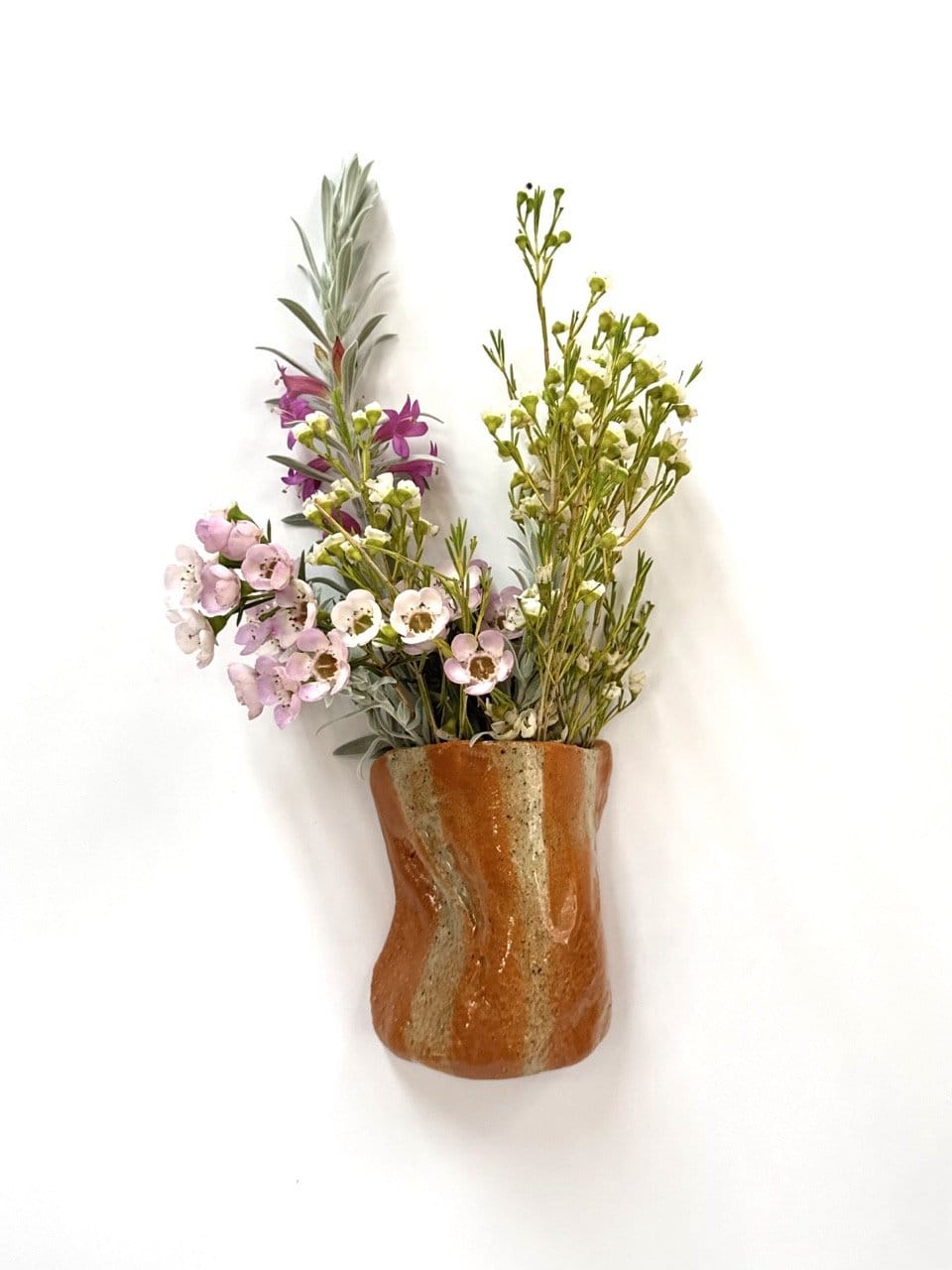 Short Crush Wall Vase 'Copper Stripe'