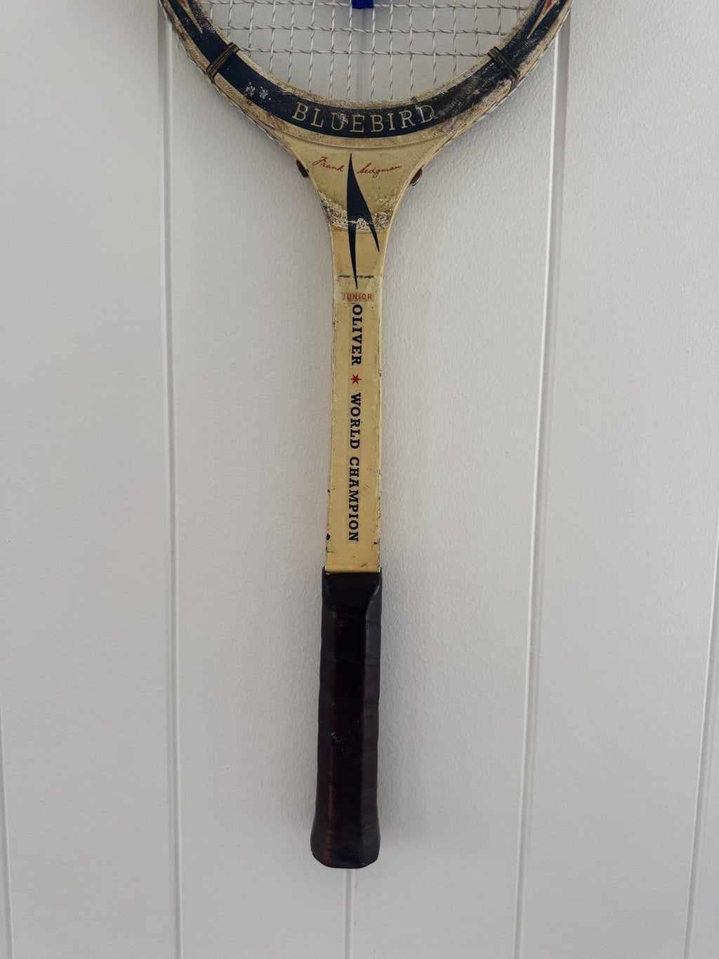 Vintage Tennis Racquet Wall Art - Royal Blue Heart