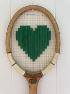 Vintage Tennis Racquet Wall Art - Green Heart