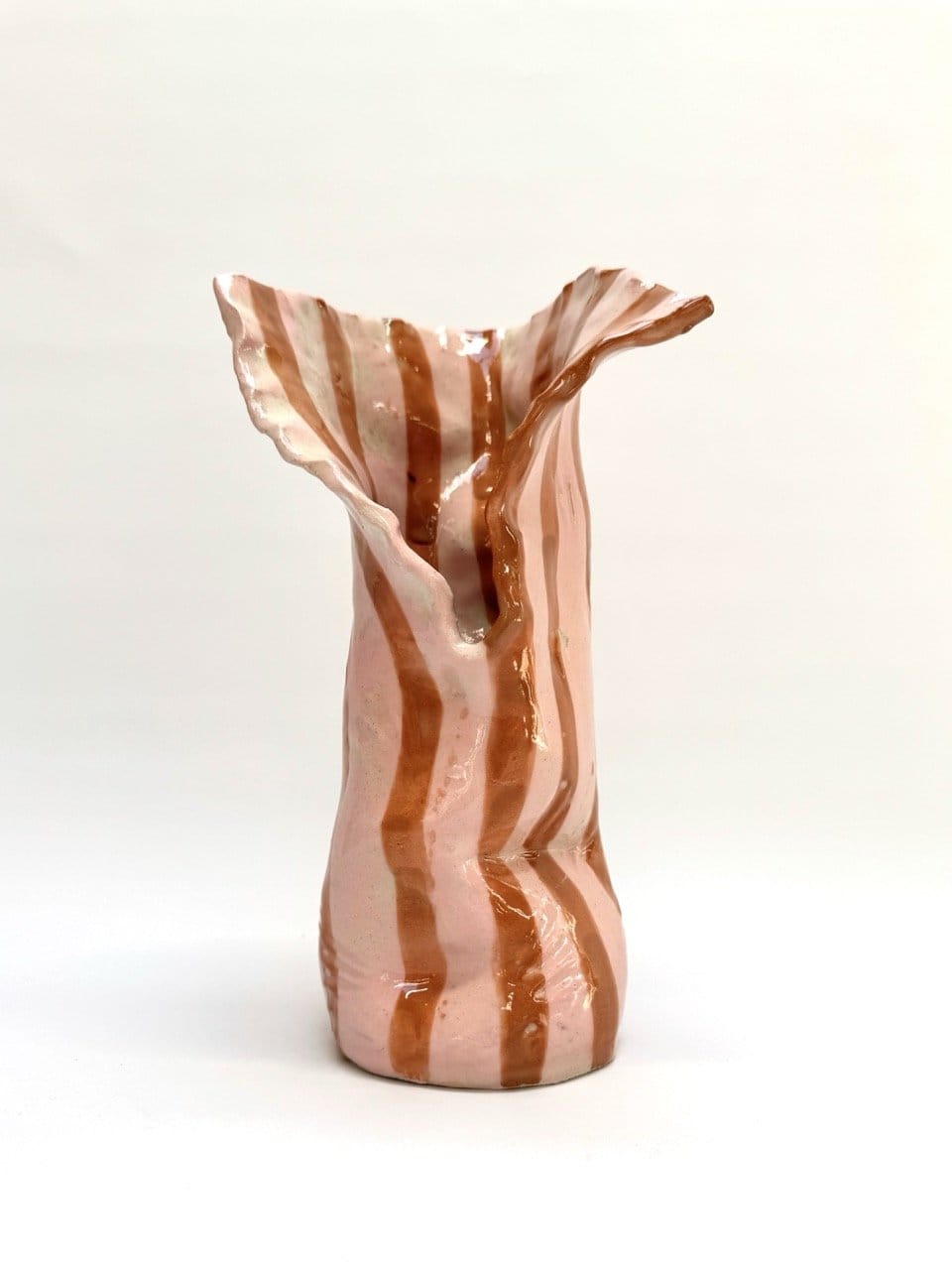 Skinny Crush Vase 'Pink Copper Stripe'