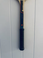 What A Racquet! Vintage Tennis Racquet Wall Hanging With Woven Heart - Blue