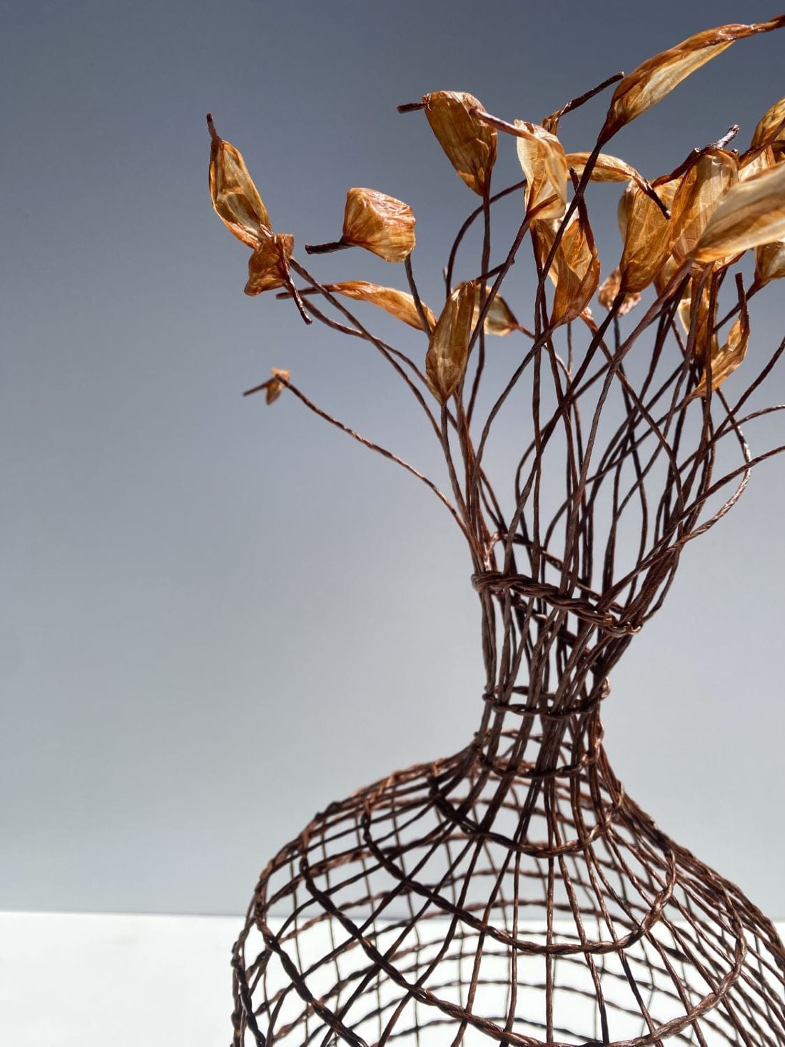 Woven Vase In Dark Copper
