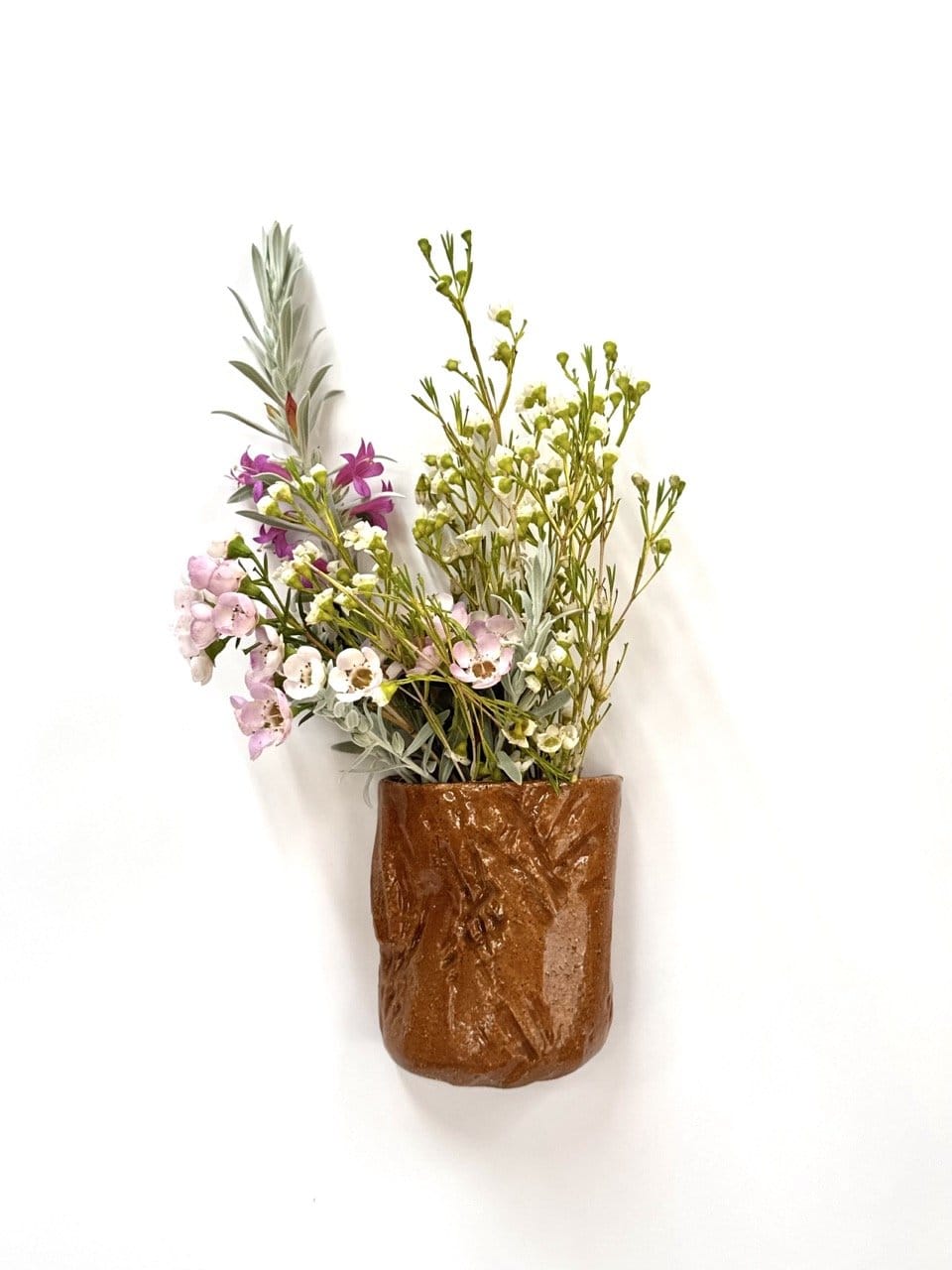 Short Crush Wall Vase 'Tan'