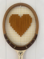 Vintage Tennis Racquet Wall Art - Mustard Heart
