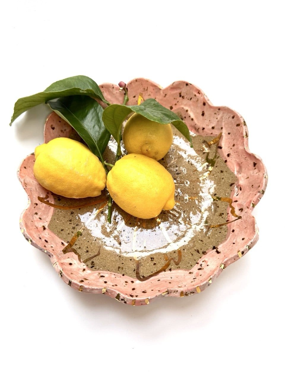 Petal Salad Bowl - 'Pink Gold Flower'-Ceramics-Lauren Barton-Greenhouse Interiors Pty Ltd