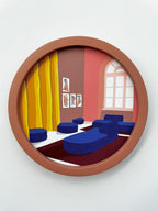 Blue Couch Yellow Curtains - Original Art