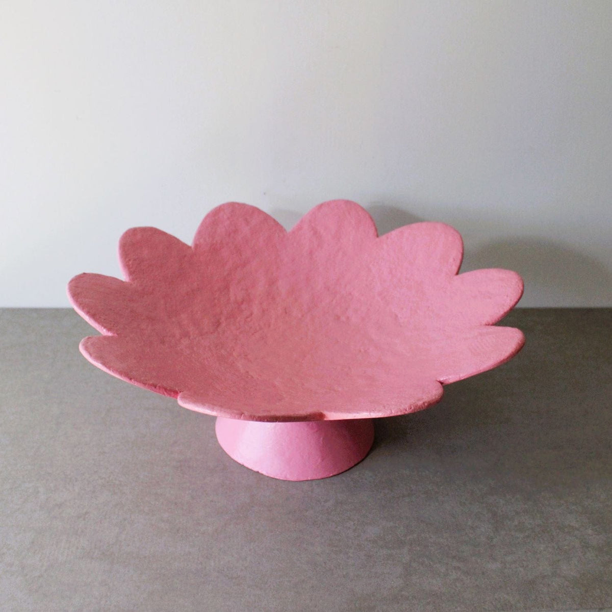 Scalloped Pedestal Bowl -  Pink