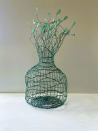 Woven Vase In Aqua Green