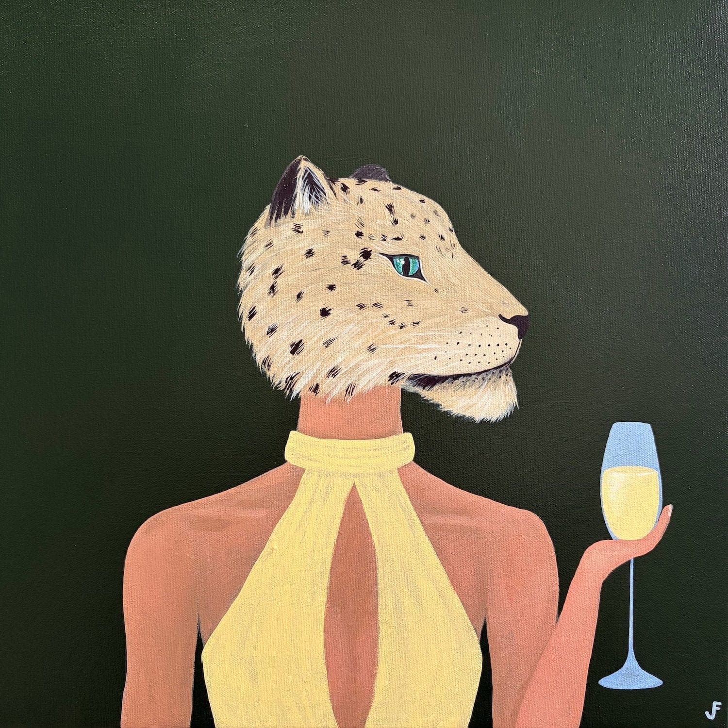 Leopard In Yellow Dress - Original Artwork