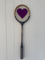 Vintage Squash Racquet With Woven Heart - Dark Purple