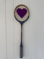 Vintage Squash Racquet Wall Art - Dark Purple Heart
