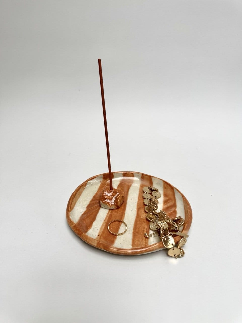 Dish + Incense Rock White / Copper